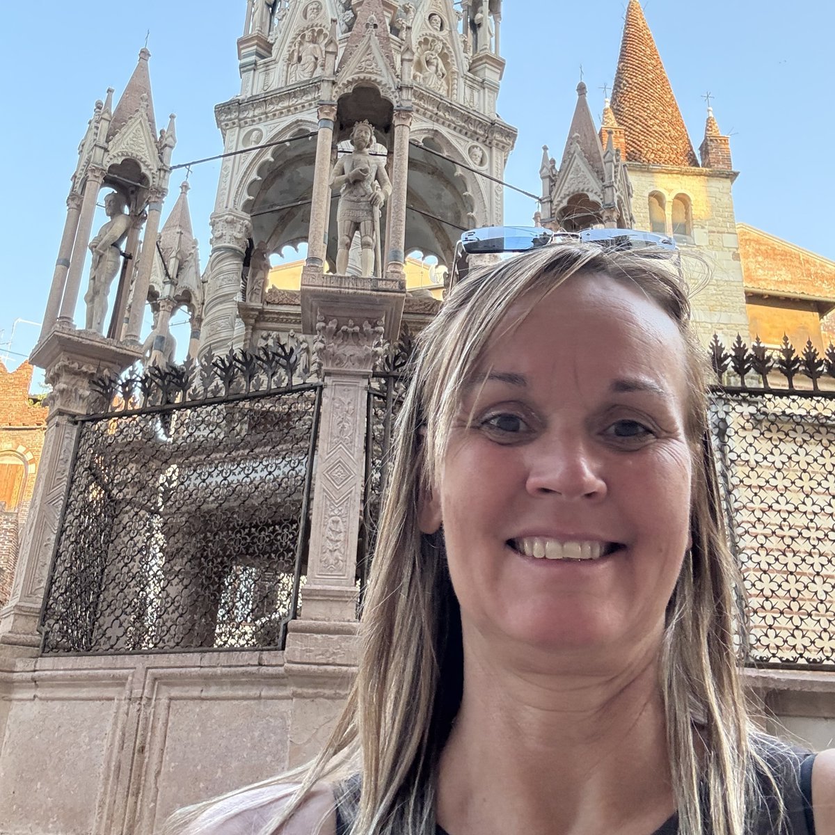 Nicole in front of a cathedral